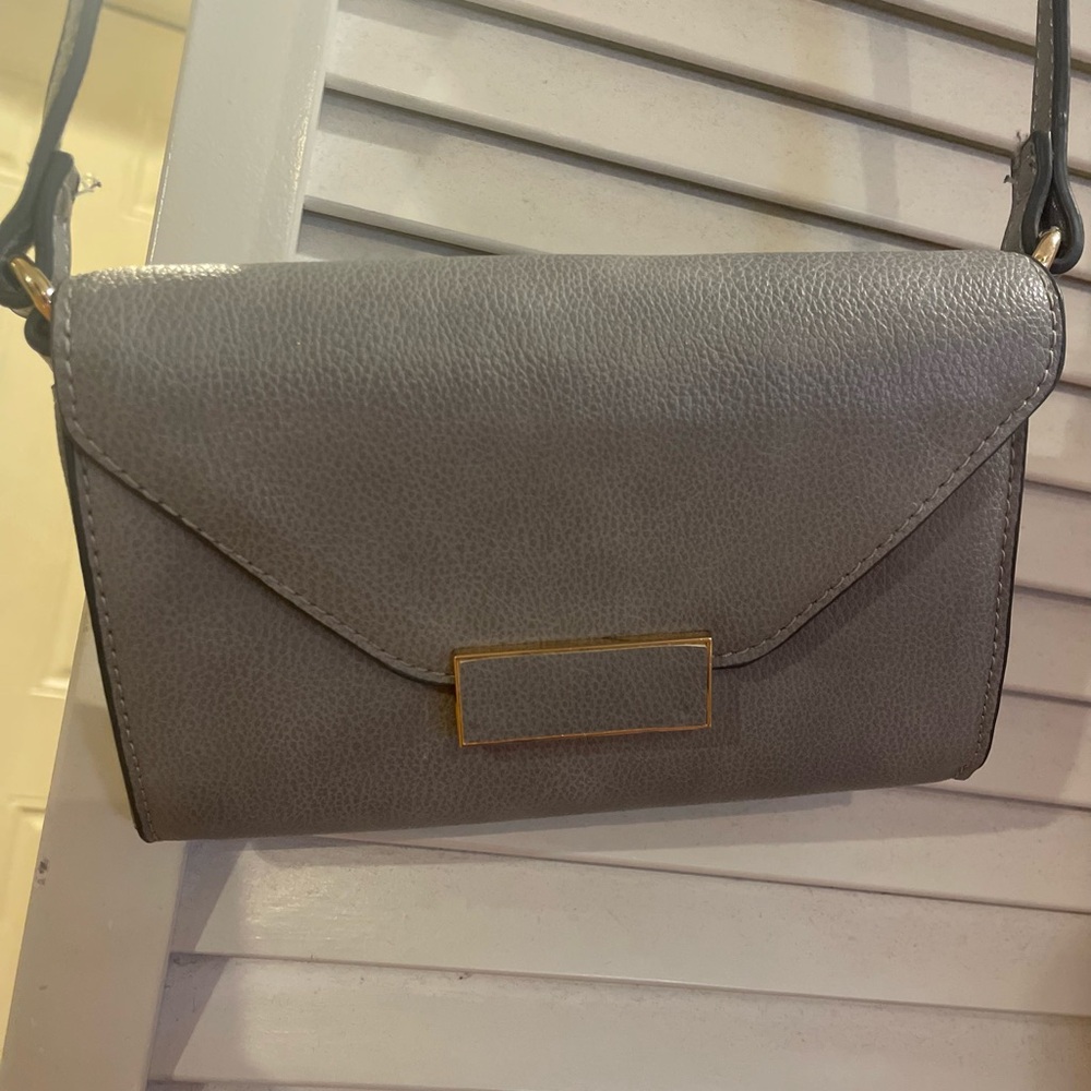 Grey Clutch with Removable Crossbody Strap